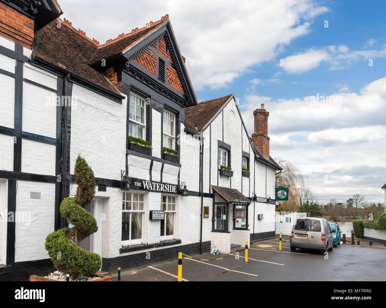 The Waterside Inn, Bray, Maidenhead, Berkshire, England, UK. The restaurant is one of only five restaurants in the UK to hold three Michelin stars. Stock Photo