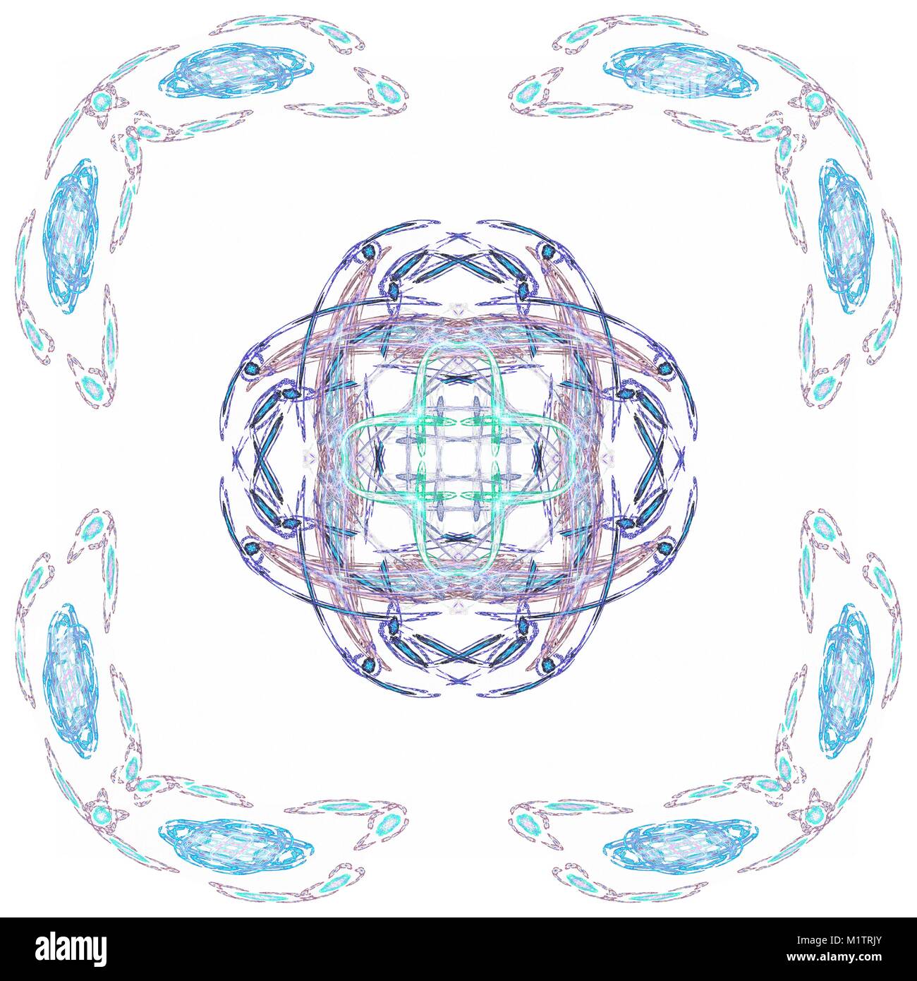 Abstract blue floral pattern isolated on white background Stock Photo ...