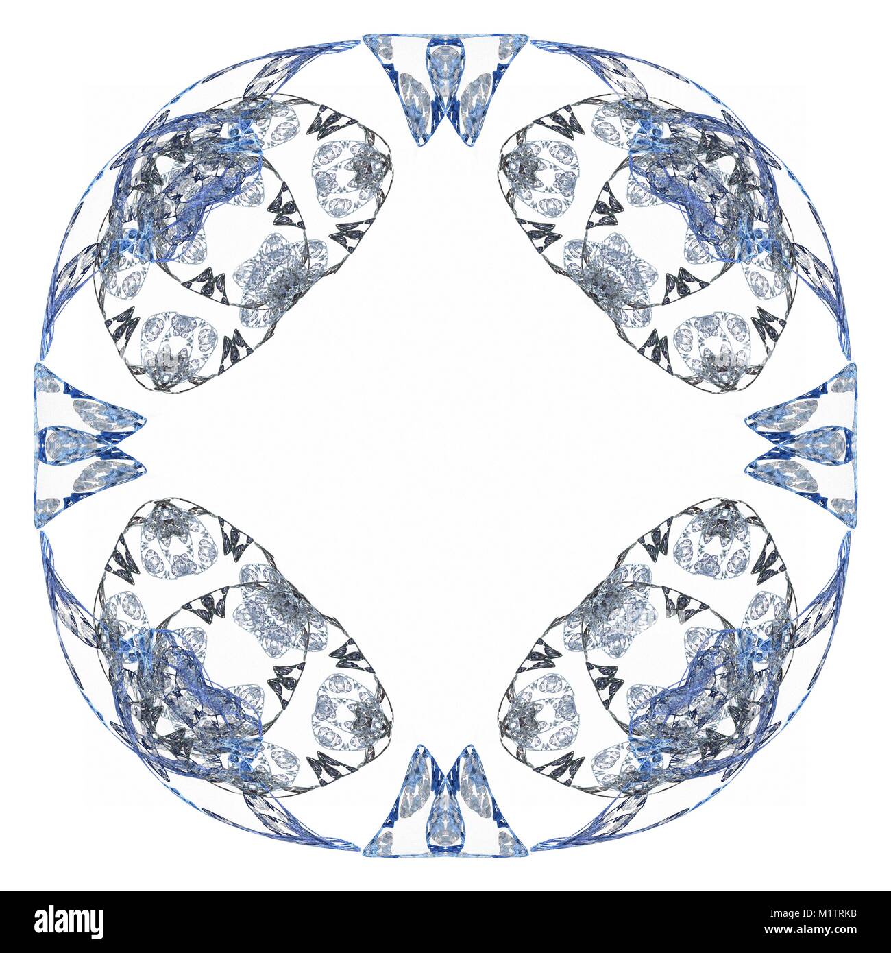 Abstract blue floral pattern isolated on white background Stock Photo ...