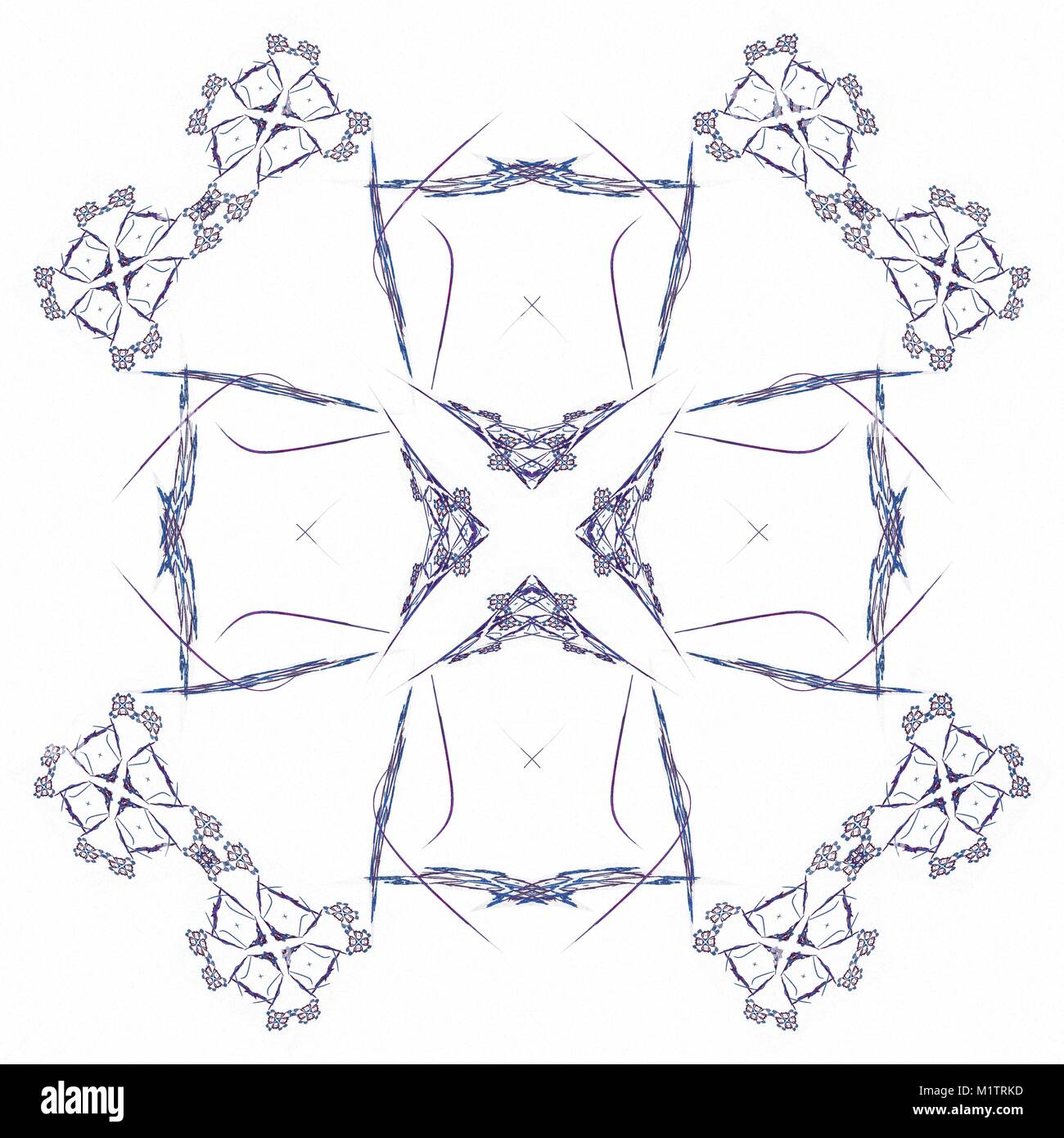 Abstract blue floral pattern isolated on white background Stock Photo ...