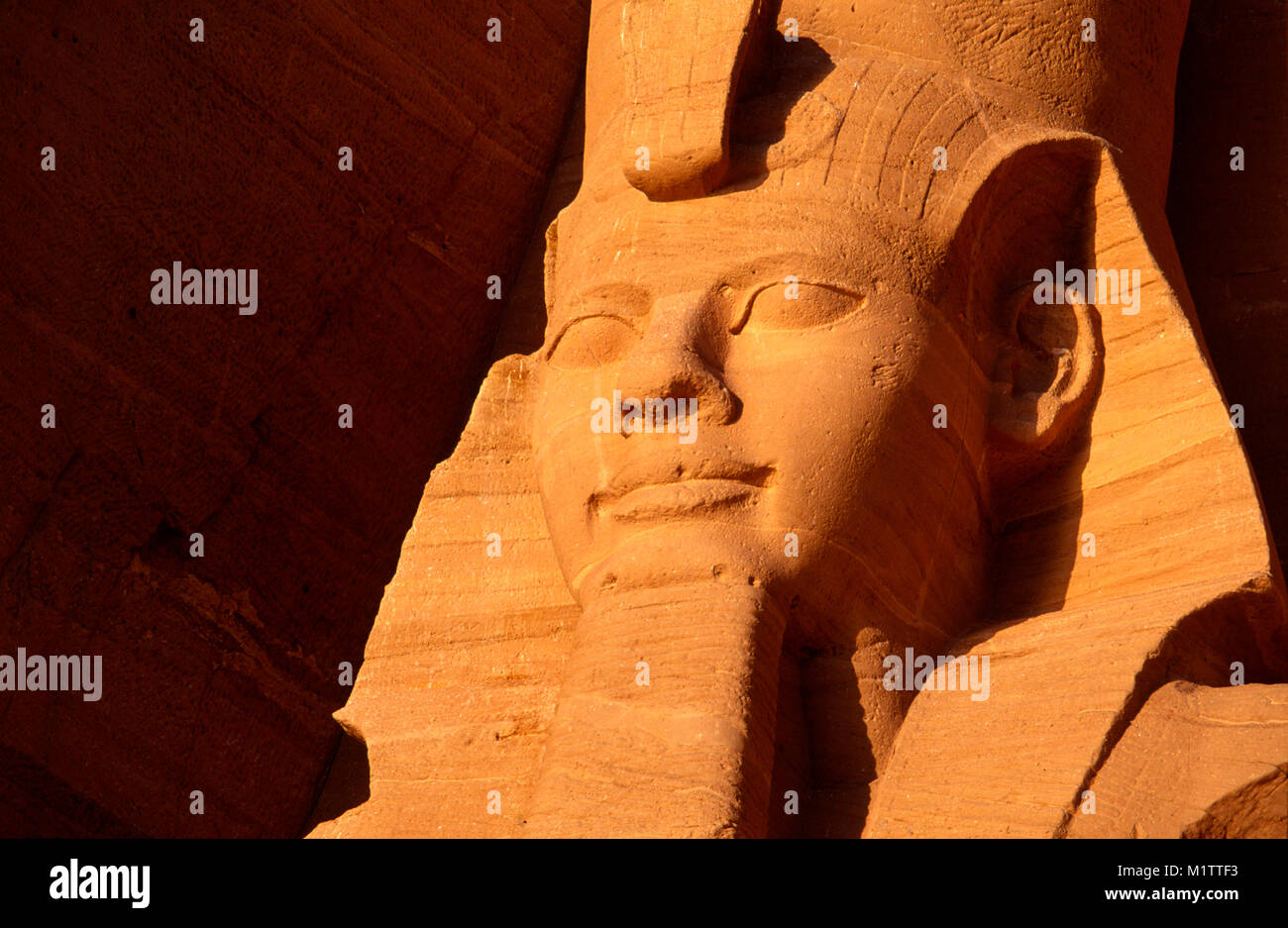Statue of Ramesses II  at the Great Temple , Abu Simbel, Nubia, Upper Egypt Stock Photo