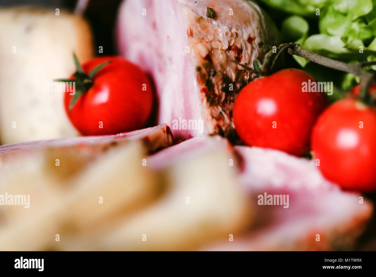 Cheese, turkey roll and vegetables Stock Photo Alamy