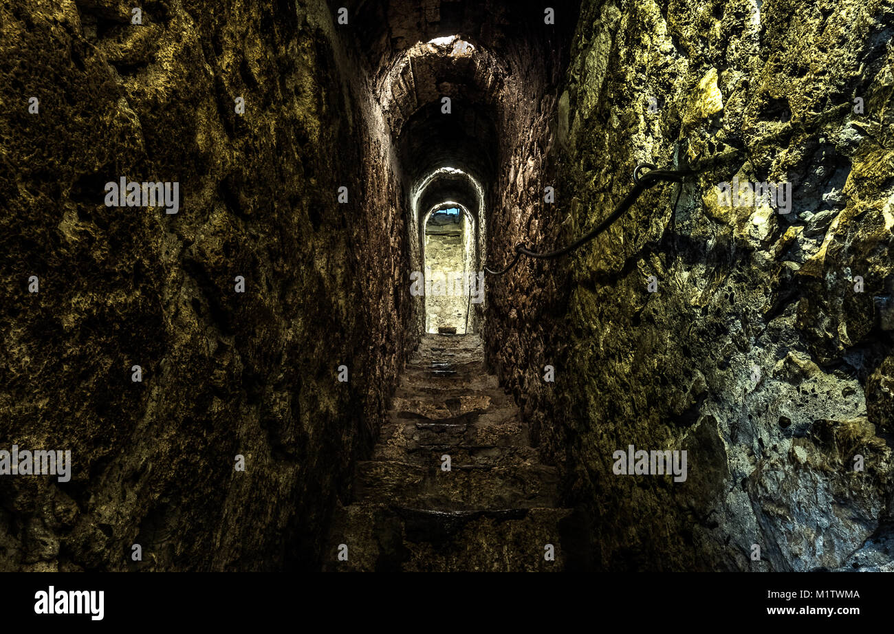 The secret passage in BRan Castle - Brasov, Romania Stock Photo