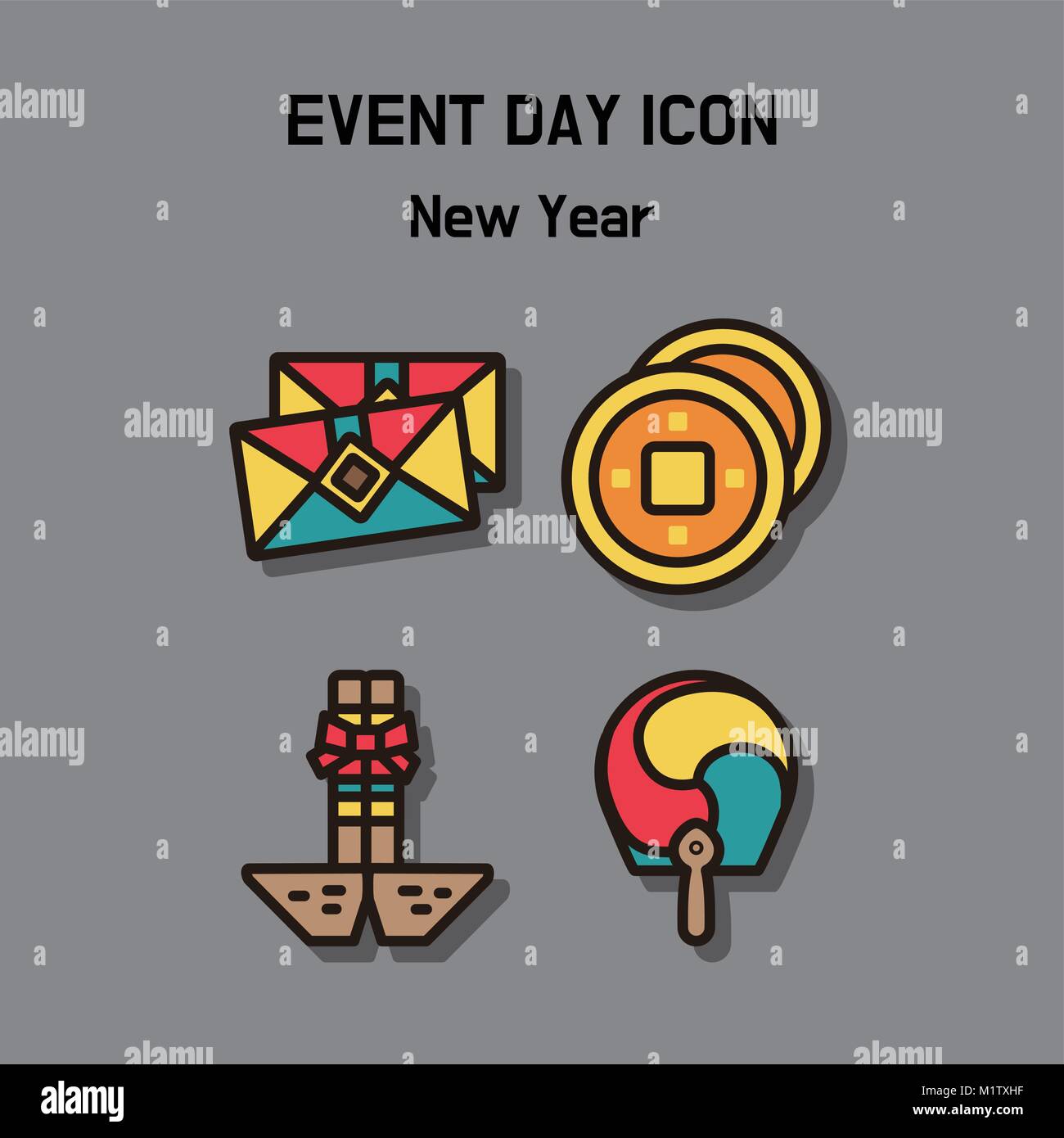 Event day icon set. Express all kinds of event as character icon set. 048 Stock Vector