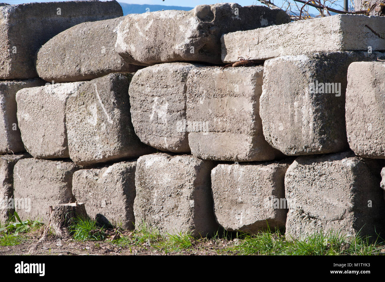 Stack Of Square Concrete Blocks Stock Photo - Alamy