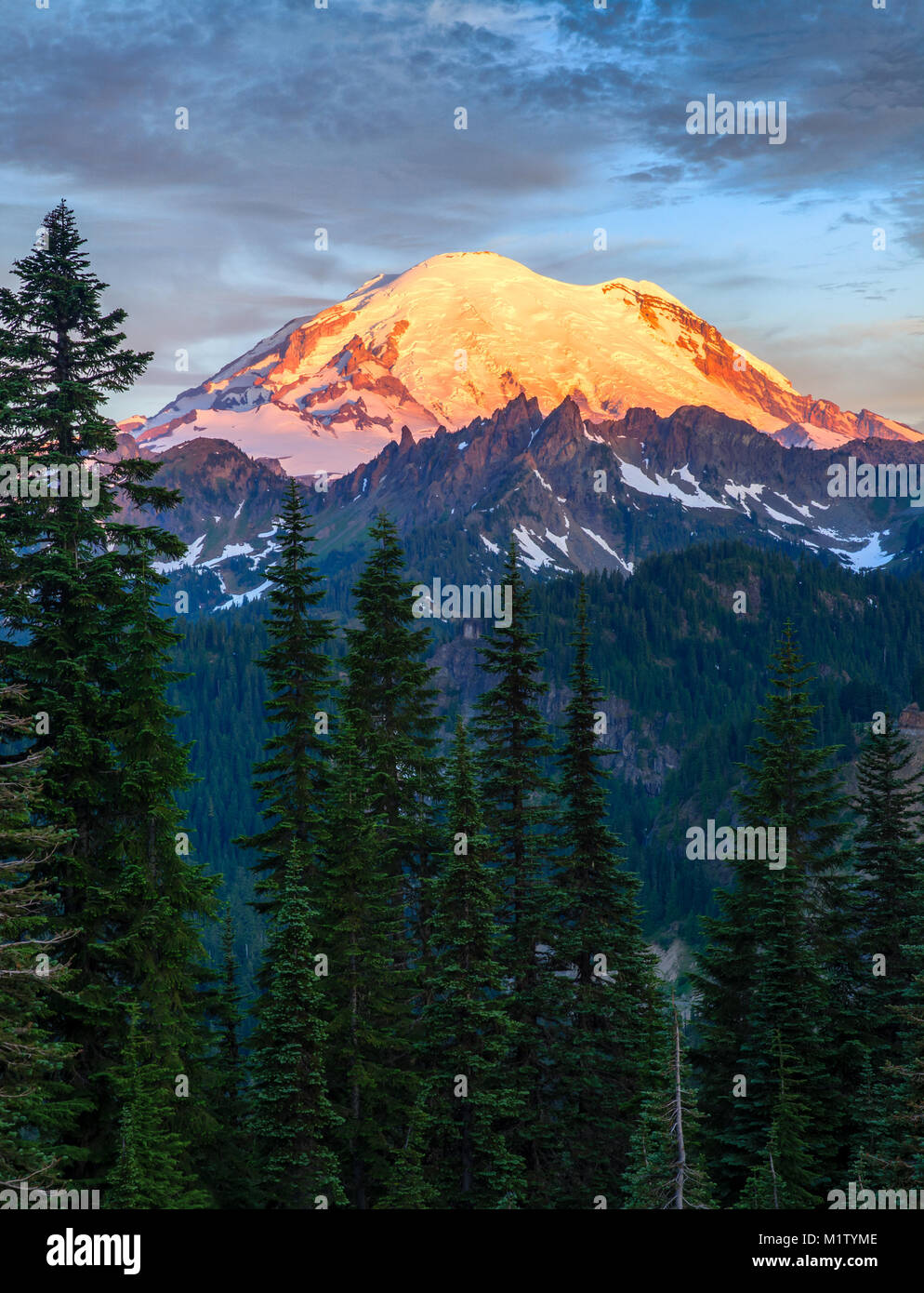 Mount Rainier at sunrise in Mount Rainier National Park, Washington
