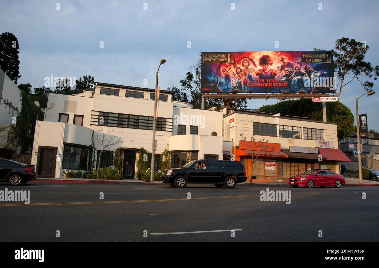 Big Outdoor billboard on the Sunset Strip for Netflix series circa 2018. Stock Photo