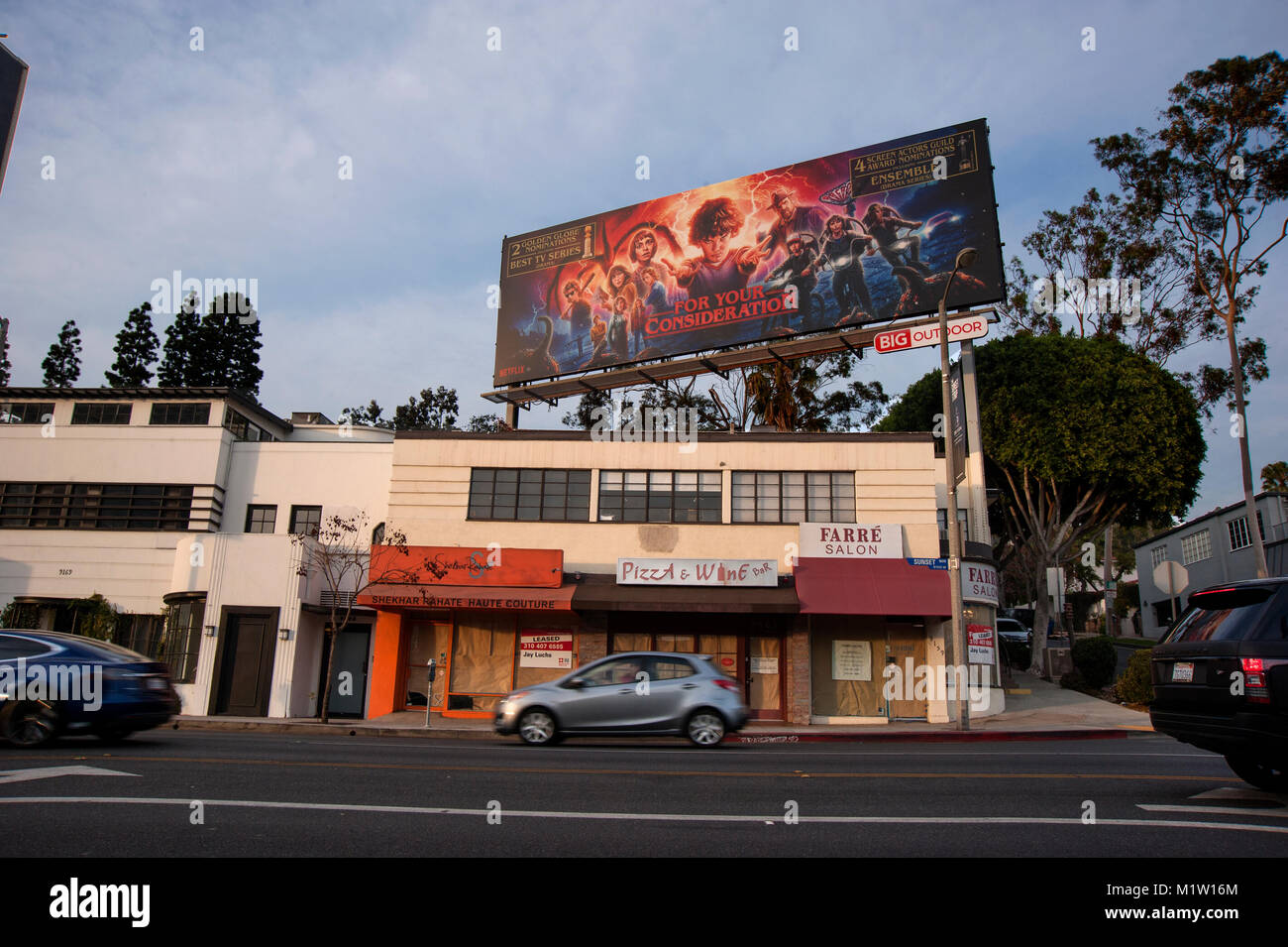 Big Outdoor billboard on the Sunset Strip for Netflix series circa 2018. Stock Photo