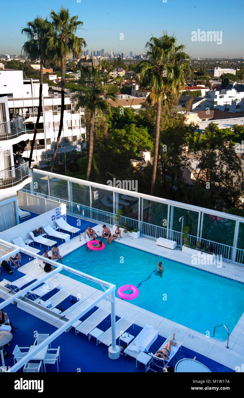Pool at the Standard Hotel on the Sunset Strip overlooking Los Angeles