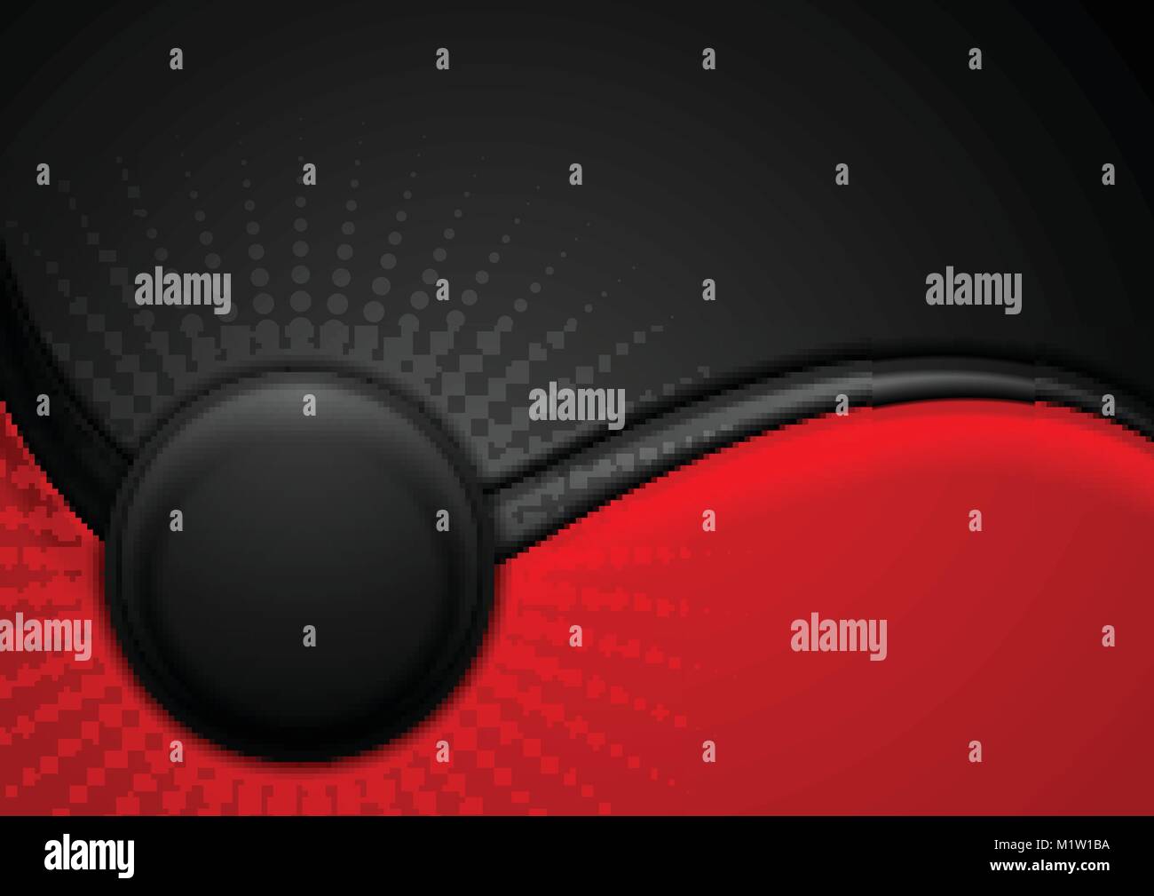 Black red wavy background with circle and halftone vector design Stock ...