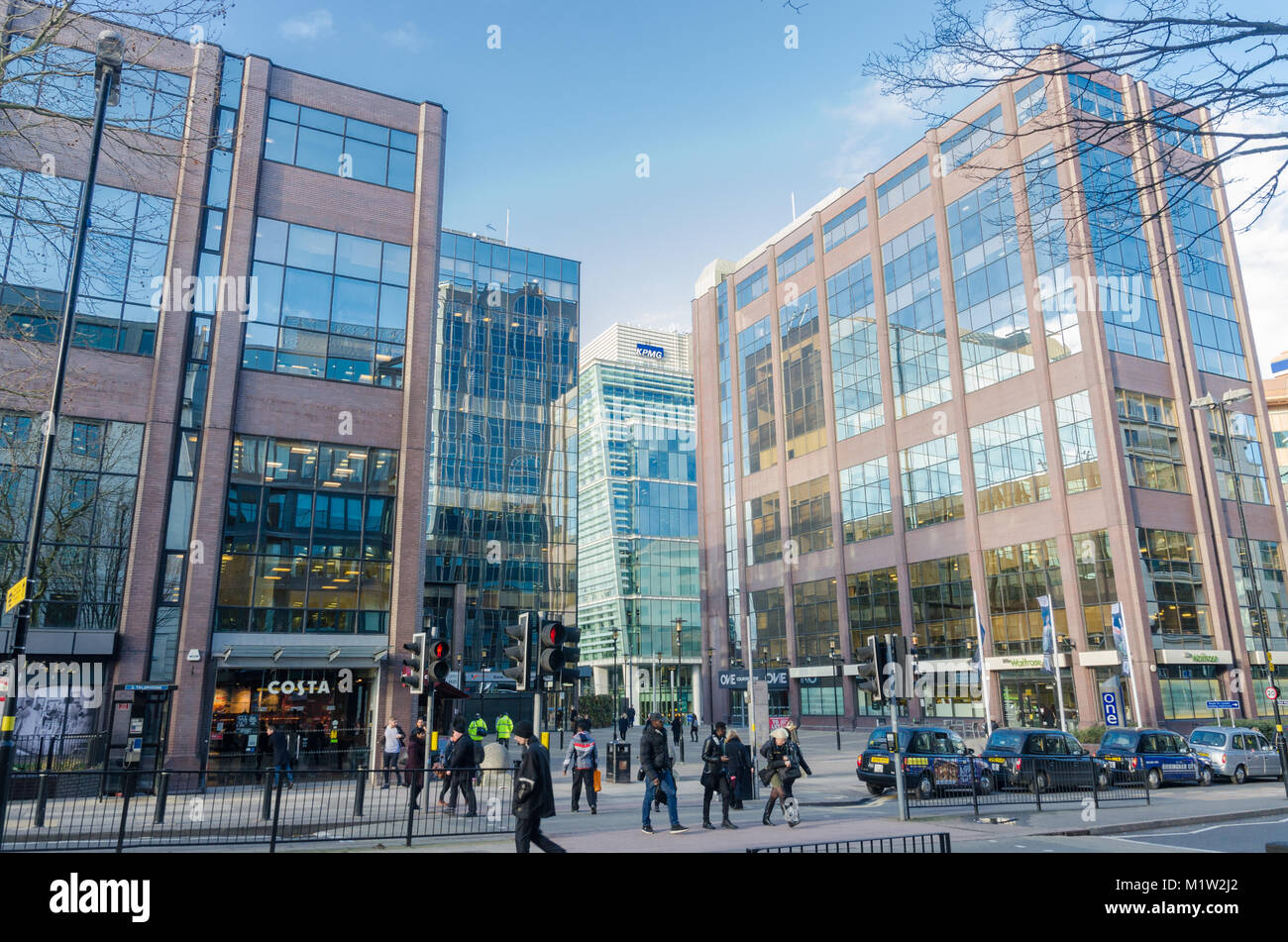 Office blocks in Snowhill, Colmore Row, Birmingham city centre Stock ...