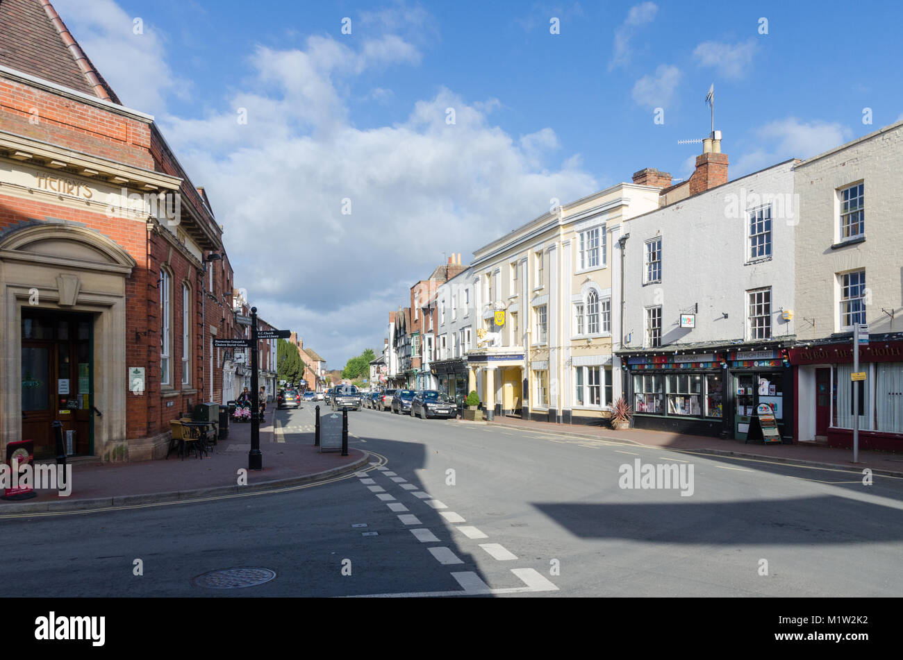 View of High Street in the Worcestershire town of Upton upon Severn Stock Photo