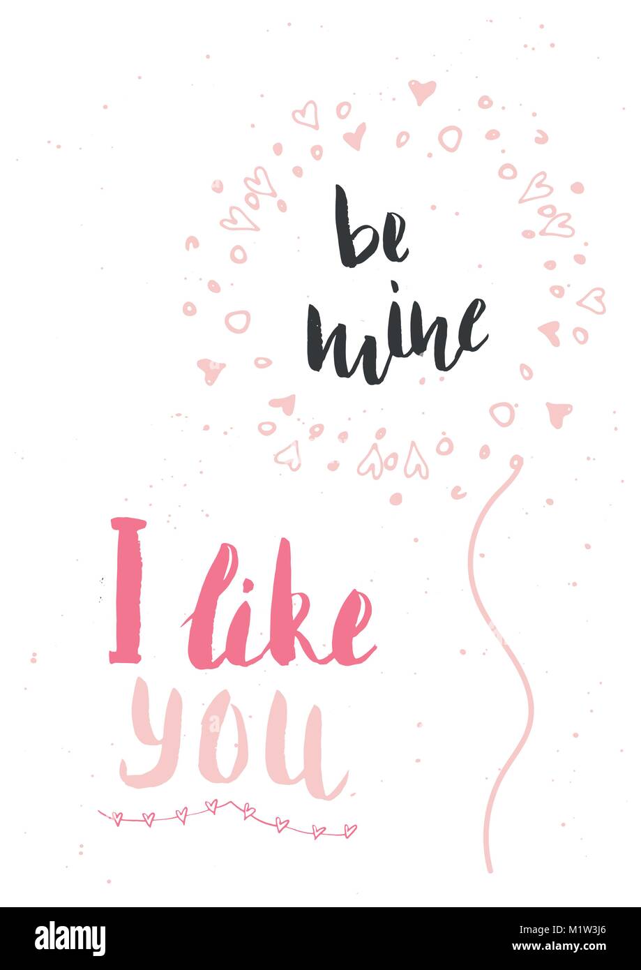 Valentines day gift card with heart and lettering. Calligraphy, hand drawn design elements for print, poster, invitation. Stock Vector
