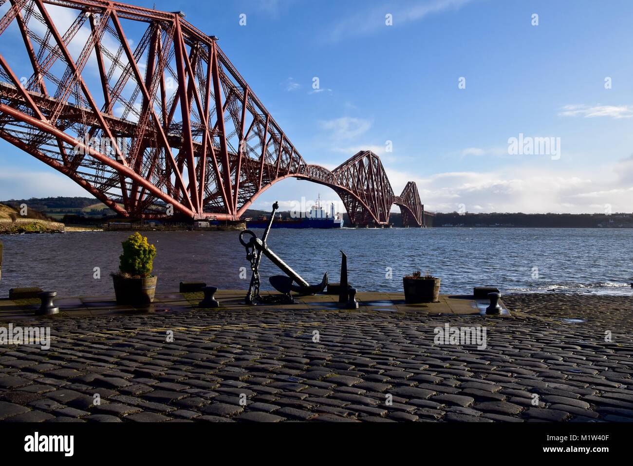 The Forth Bridge from North Queensferry Stock Photo