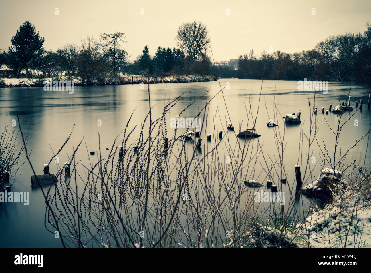 riverscape in winter Stock Photo