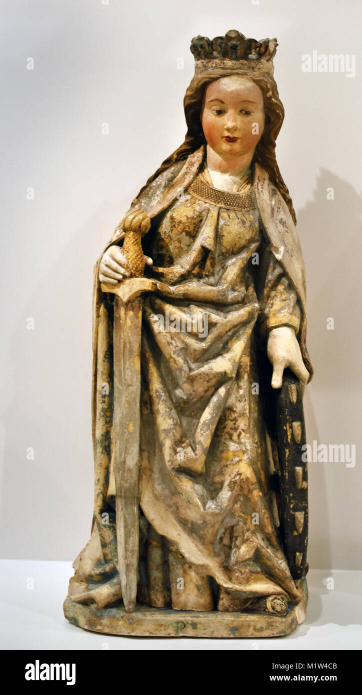 St Catherine 1474-1500 Monogramista 'P' ,Portugese, Portugal, Stock Photo