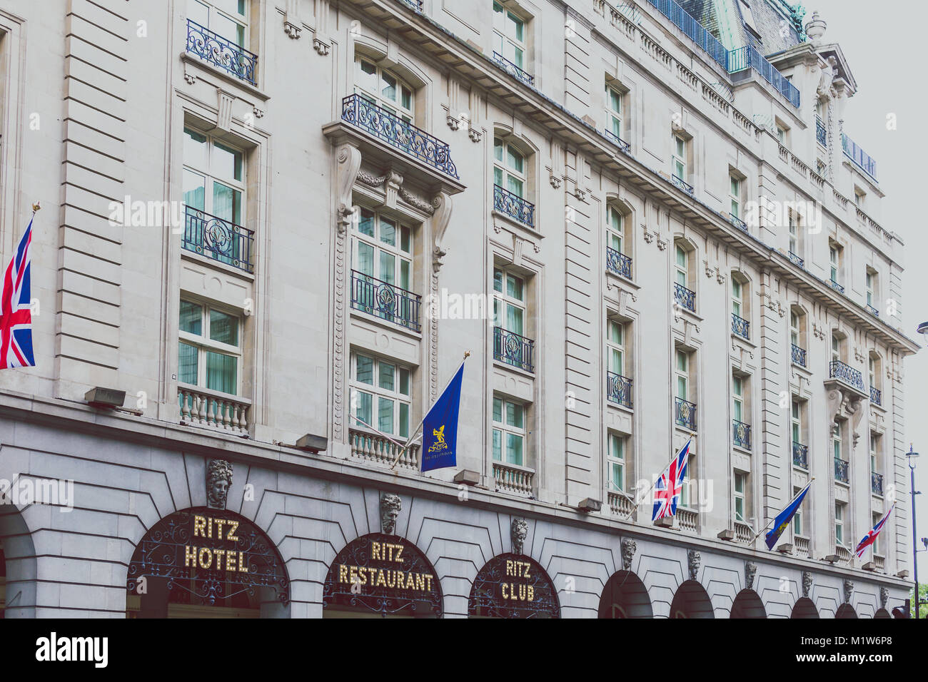 LONDON, UNITED KINGDOM - August 2nd, 2014: Exterior of the Ritz London hotel, an historical building in the city centre Stock Photo