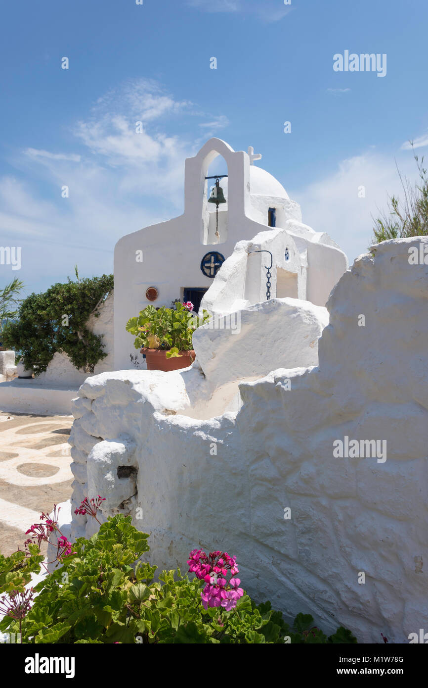 Whitewashed church at Lychnostatis Cretan Open Air Museum, Hersonissos, Heraklion Region, Crete (Kriti), Greece Stock Photo