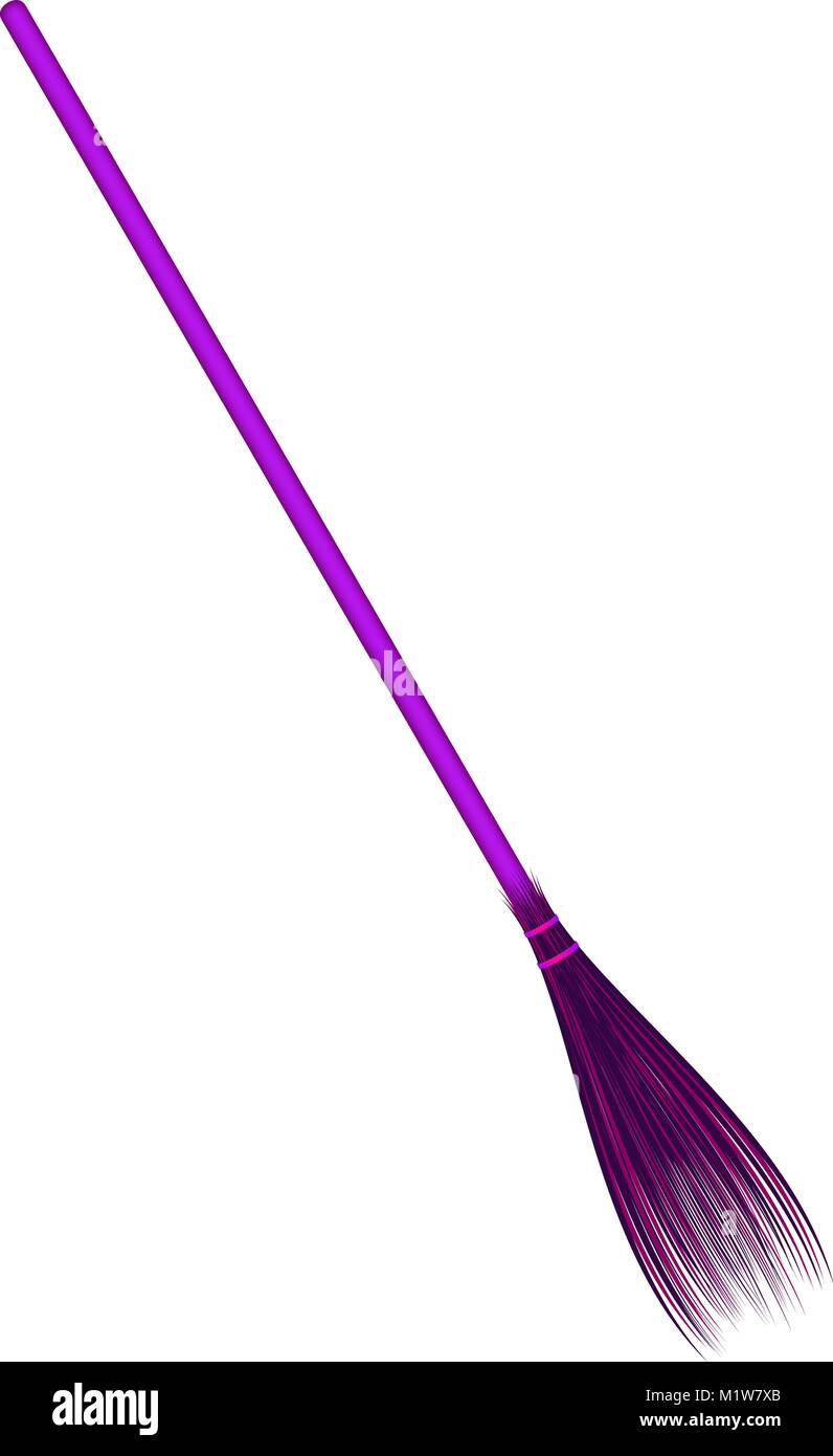 Vintage broom in purple design on white background Stock Vector Image