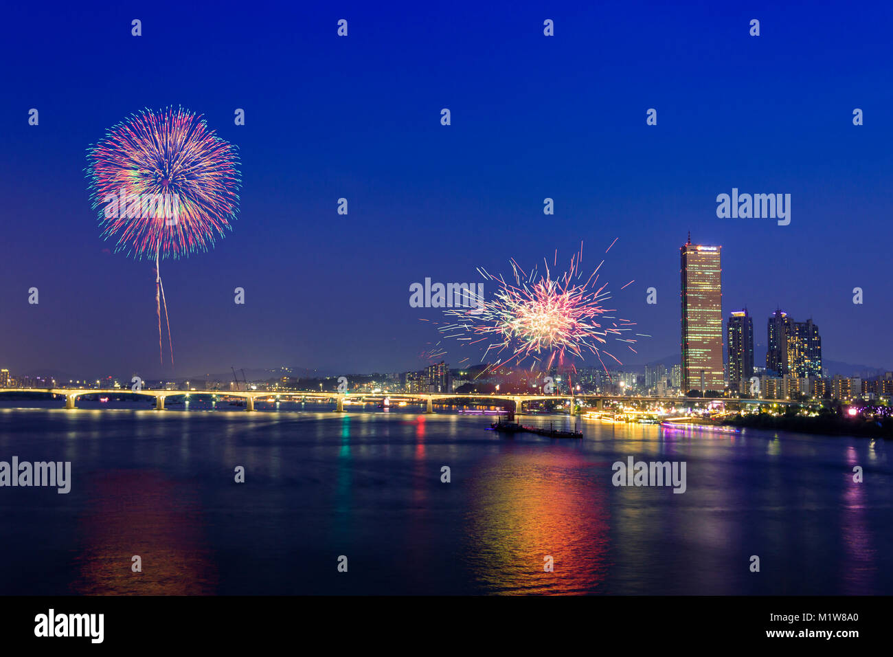Seoul Firework festival in 2017, a magnificent fireworks extravaganza. 091 Stock Photo