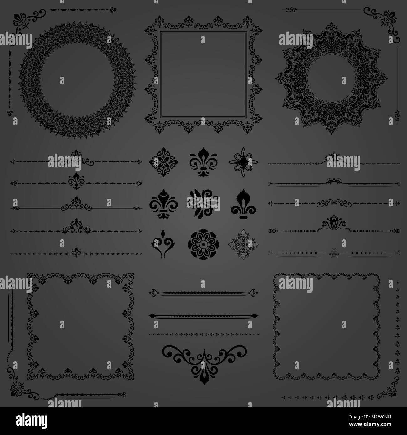 Vintage Set of Horizontal, Square and Round Elements Stock Photo - Alamy