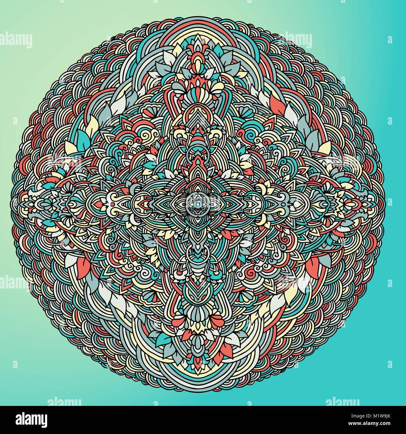 Mandala pattern on blue background. Vector illustration Stock Vector ...