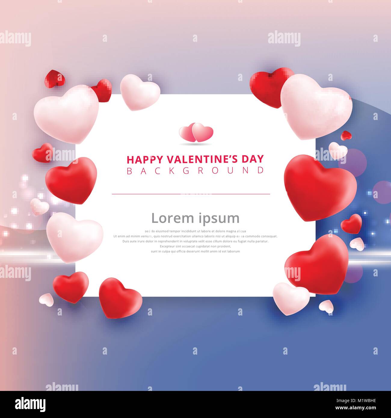 Valentines day sale with balloons heart pattern on pink and blue ...