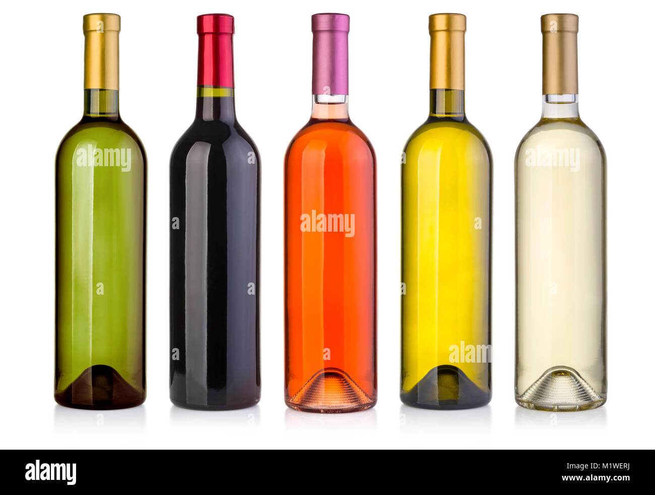 set of wine bottles isolated on white background Stock Photo - Alamy