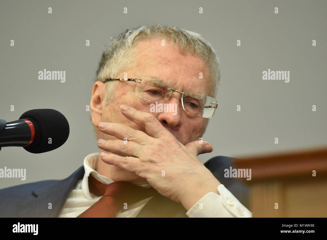 Saint Petersburg, Russia. 2 February 2018.   Vladimir Zhirinovsky, Russian Liberal Democratic Party leader and a candidate in the 2018 Russian presidential election during his lecture in Saint Petersburg State University of Aerospace Instrumentation.  © Anton Veselov/Alamy Live News Stock Photo