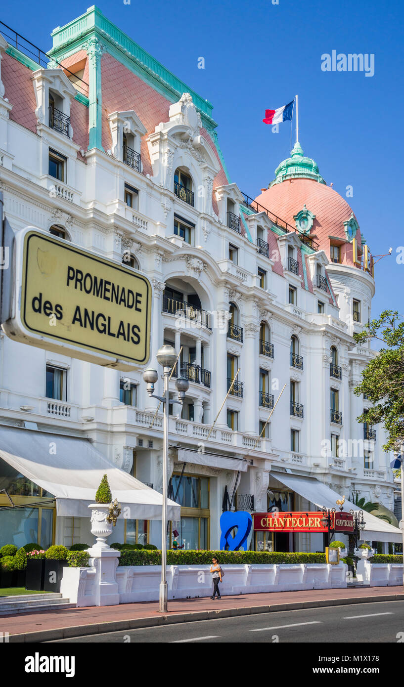 France, Alpes-Maritimes department, Côte d'Azur, Nice, Promenade des Anglais, Hotel Negresco Stock Photo