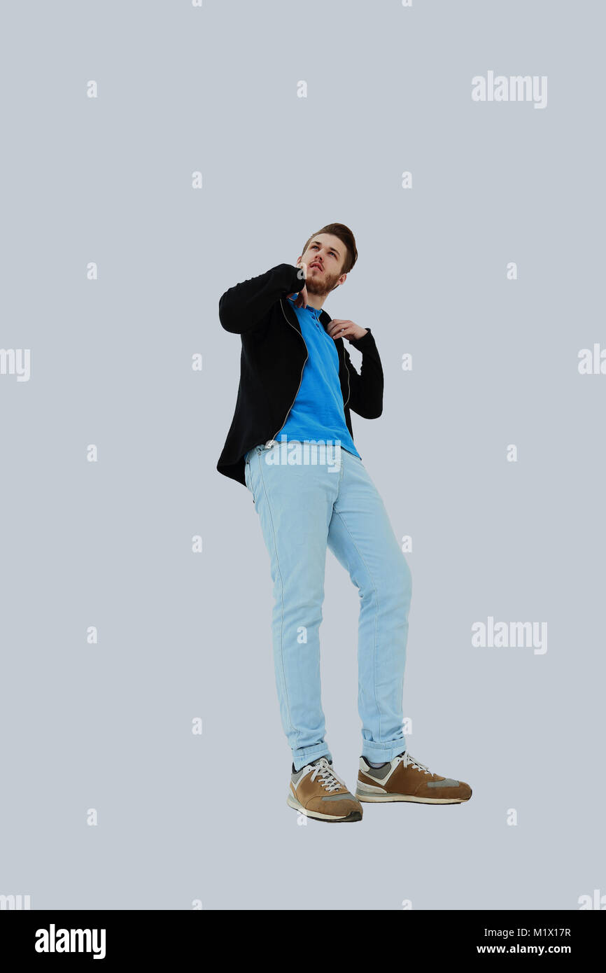 Full portrait of smiling happy man isolated on white background Stock ...