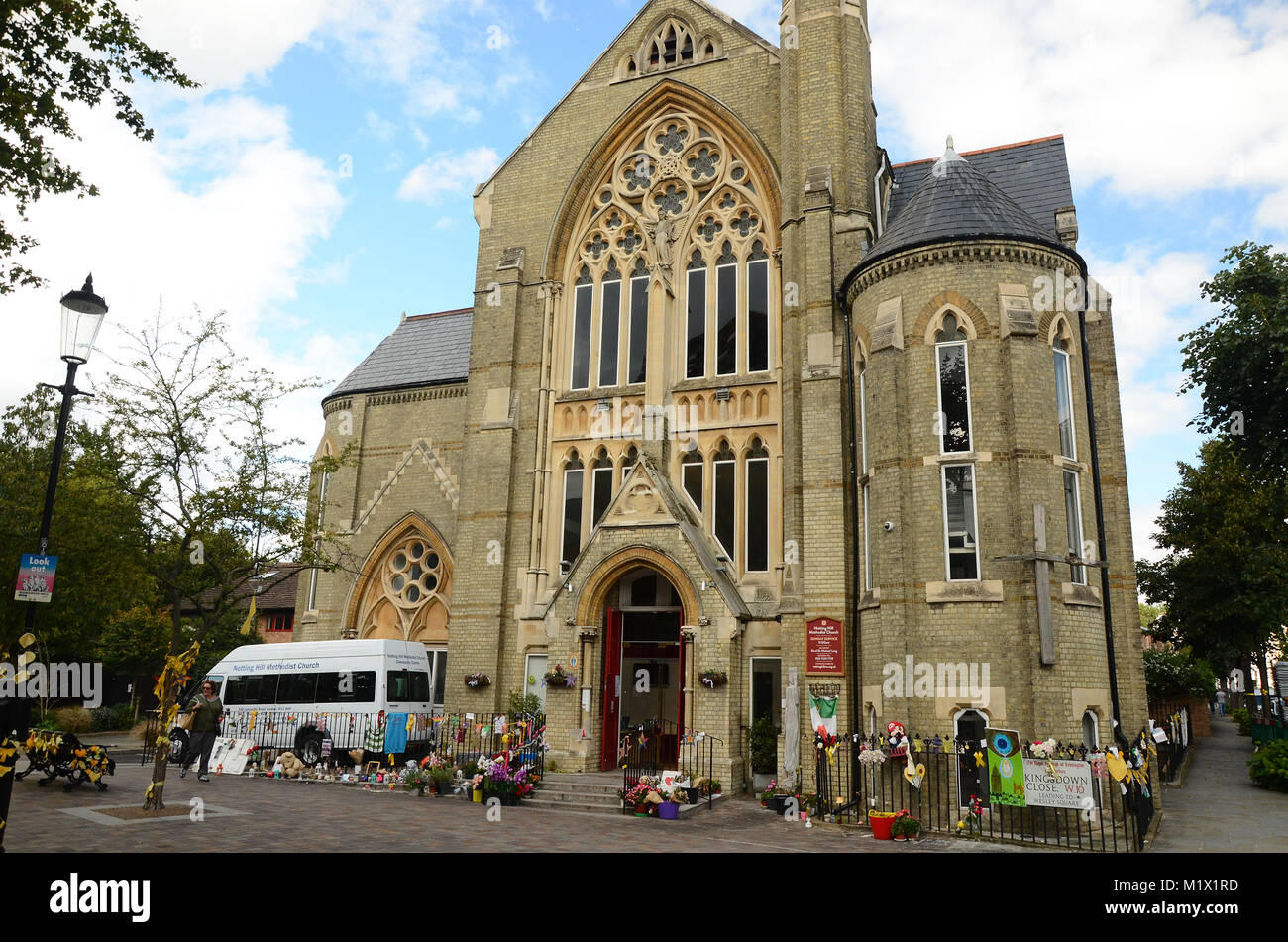 notting hill Methodist church,  Grenfell tower disaster,  community support Stock Photo