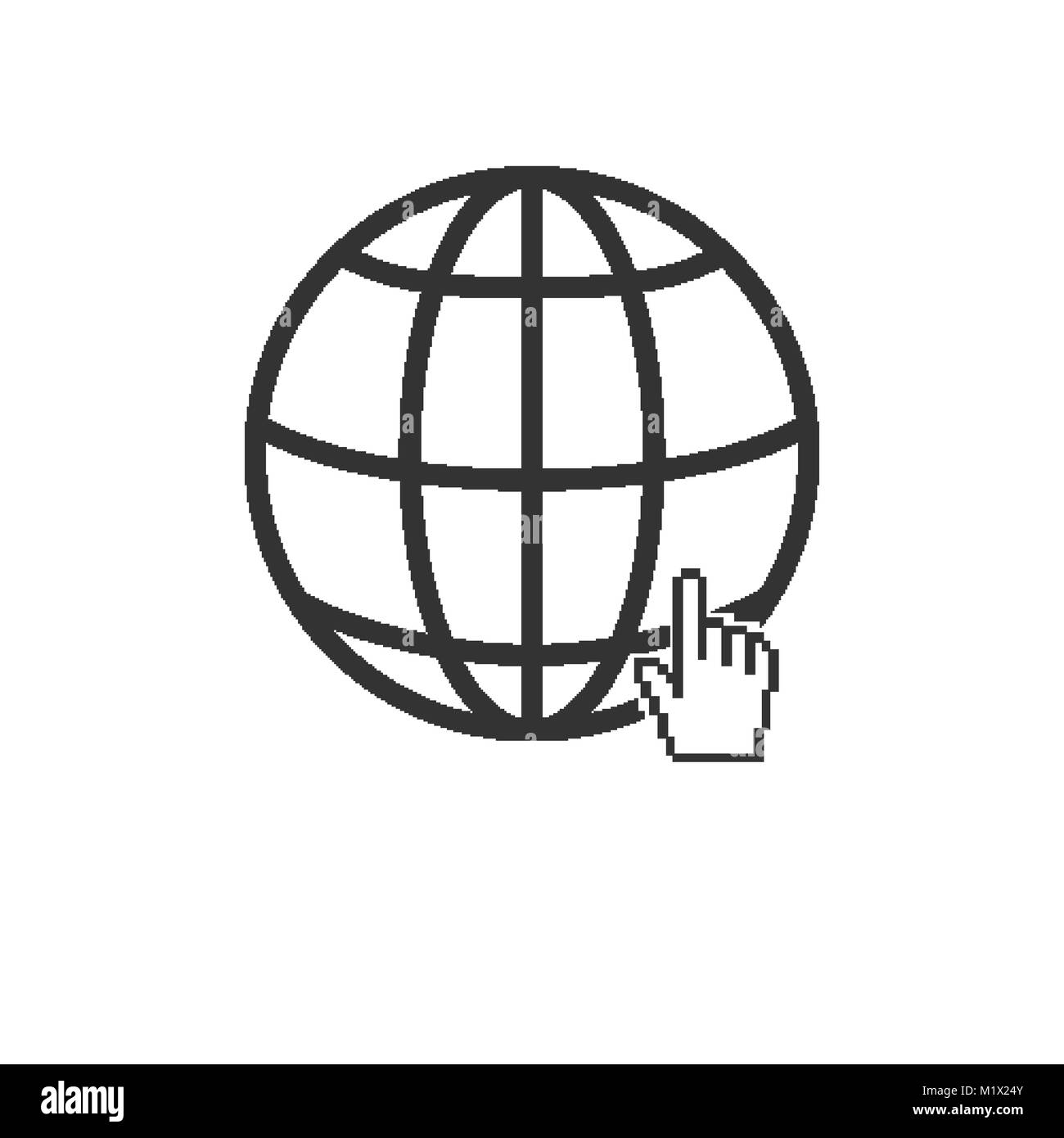 Internet icon. Site favicon with pixalate hand cursor Stock Vector ...