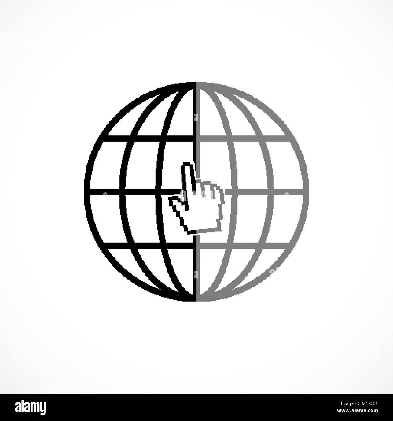 Internet icon. Site favicon with pixalate hand cursor Stock Vector ...