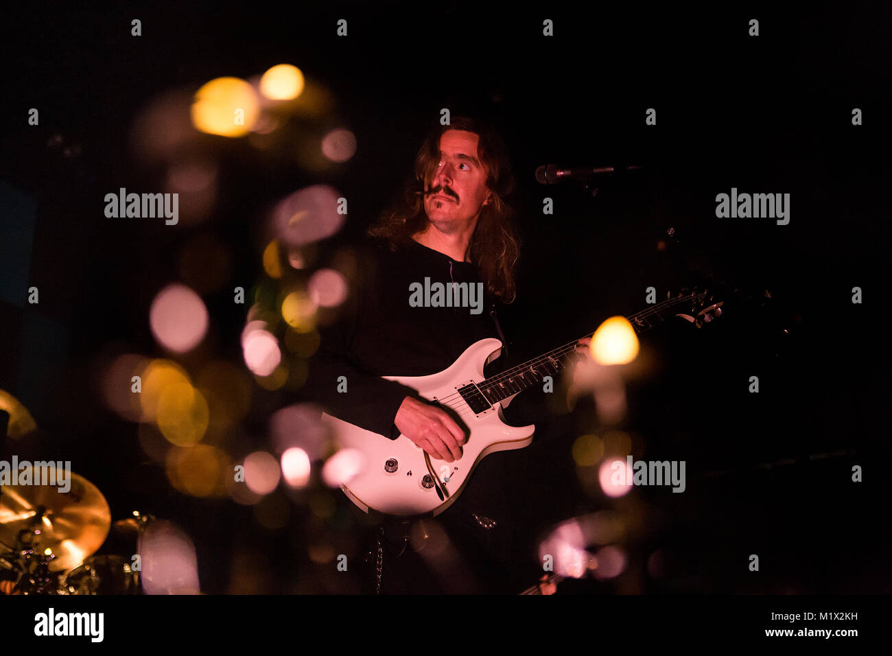 The progressive Swedish death metal band Opeth performs a live concert at USF Verftet in Bergen. Here vocalist and guitarist Mikael Åkerfeldt is pictured live on stage. Norway, 09/10 2015. Stock Photo