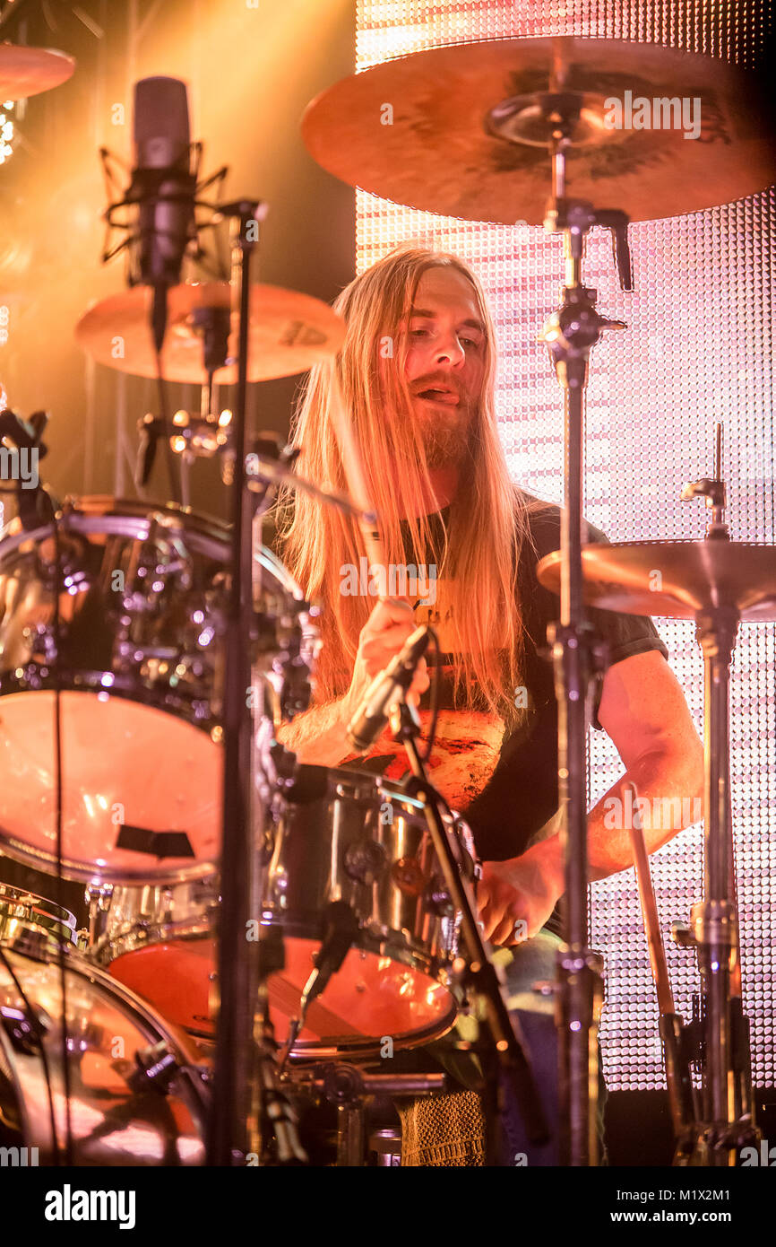 The progressive Swedish death metal band Opeth performs a live concert at USF Verftet in Bergen