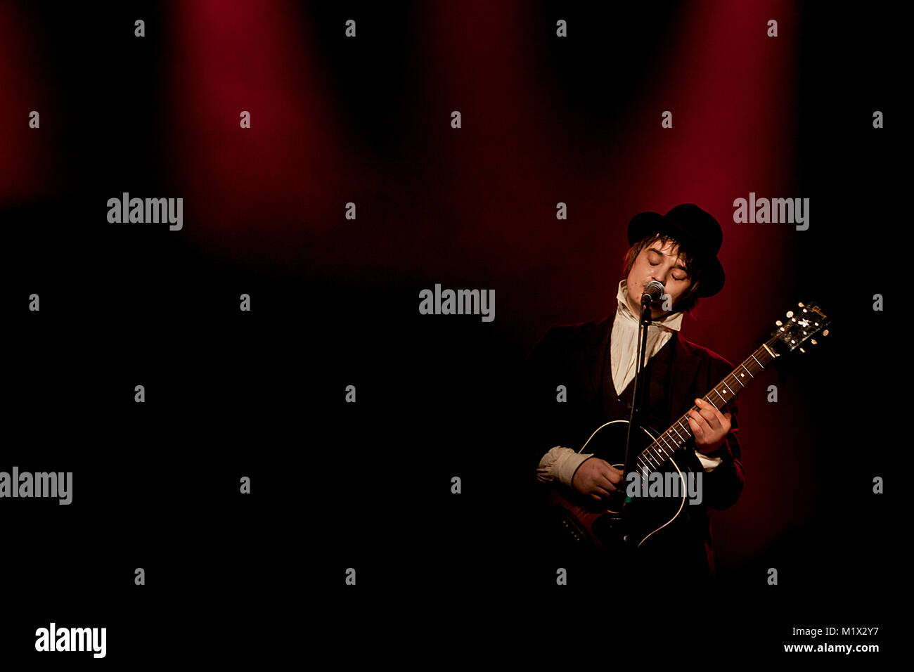 The English singer, songwriter and musician Pete Doherty performs a live concert at USF Verftet in Bergen. His music career began when he formed the band The Libertines but later he went on to become a solo artist. Norway, 30/03 2011. Stock Photo