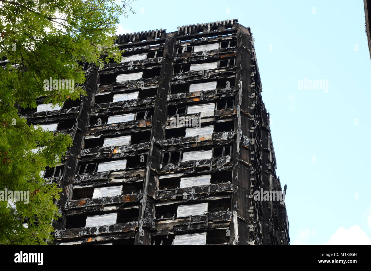 Grenfell Tower, fire, disaster, London, fire damage, High rise flats Stock Photo