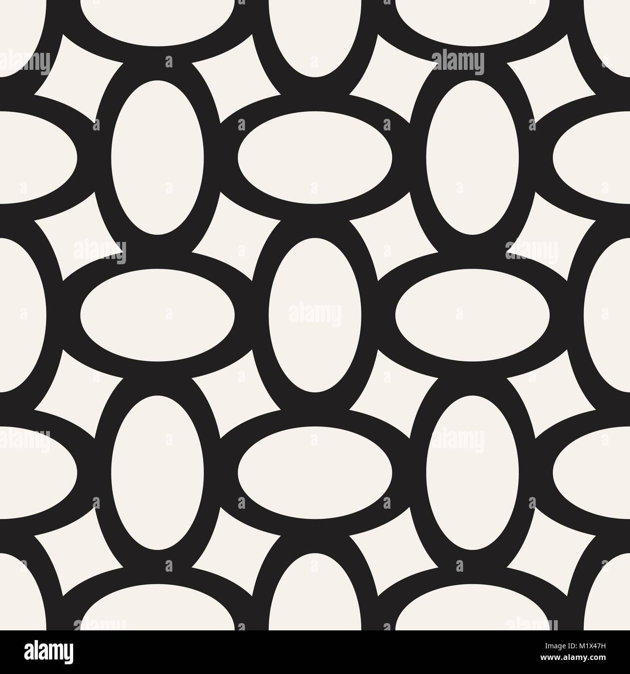 Vector geometric seamless pattern with curved shapes grid. Abstract ...