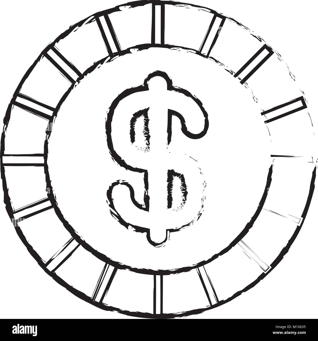 coin money dollar cash currency icon Stock Vector