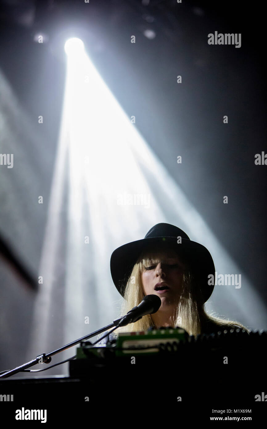 The Norwegian singer, songwriter and musician Susanne Sundfør performs a live concert at USF Verftet in Bergen. Norway, 15/11 2014. Stock Photo