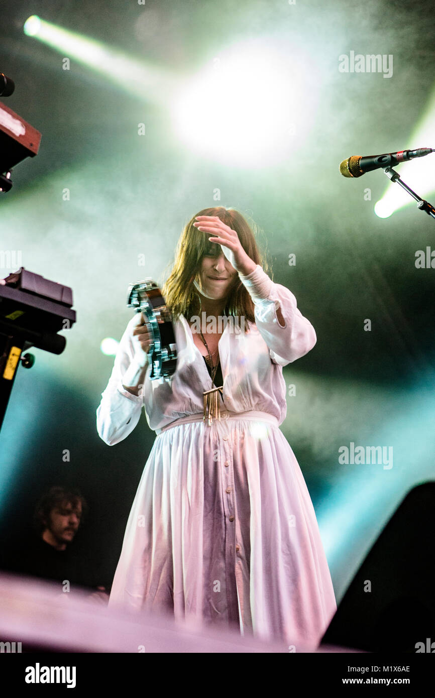 The Norwegian singer-songwriter and musician Susanne Sundfør (Susanne Sundfor) performs a live concert at Bastionen, Bergenhus Festning in Bergen. Norway, 19/08 2016. Stock Photo