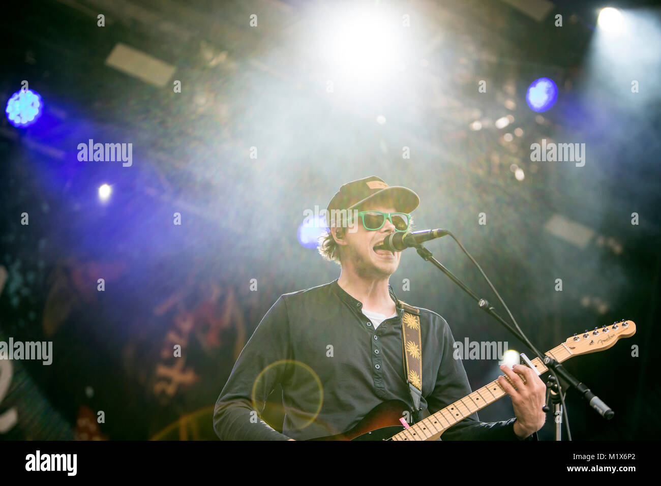 The Norwegian indie pop band Team Me performs a live concert at the Norwegian music festival Festidalen 2015. Norway, 01/08 2015. Stock Photo