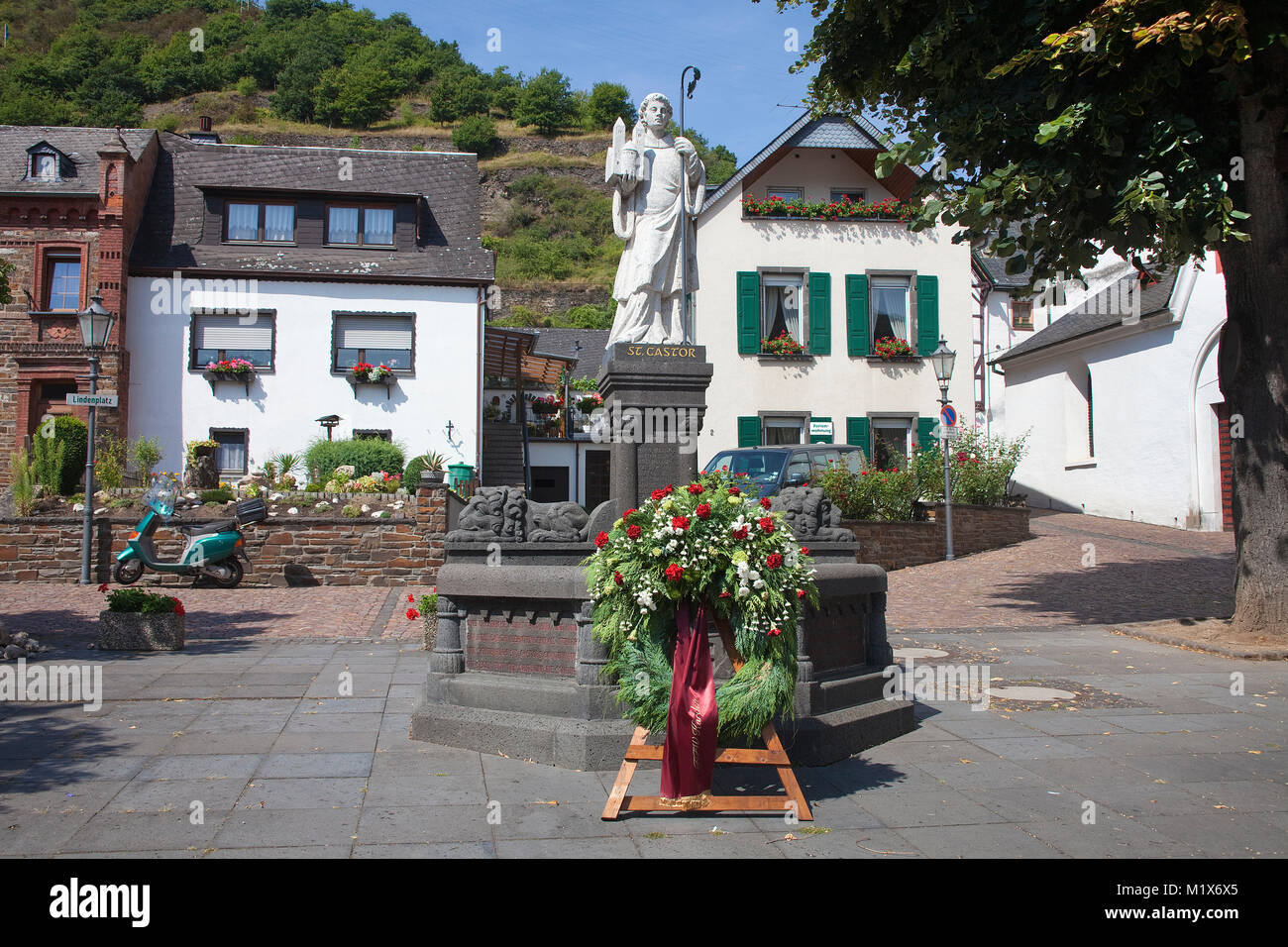 Memorial Saint Castor, holier of catholic church, Treis-Karden, Moselle river, Rhineland-Palatinate, Germany, Europe Stock Photo