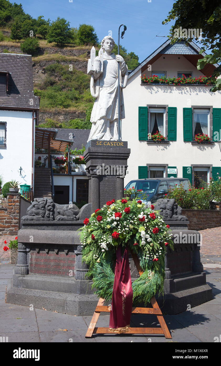 Memorial Saint Castor, holier of catholic church, Treis-Karden, Moselle river, Rhineland-Palatinate, Germany, Europe Stock Photo