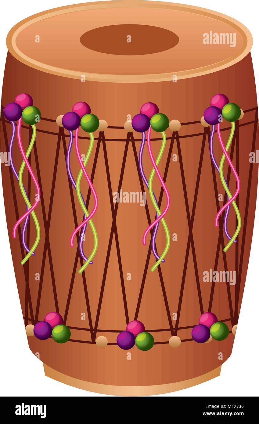 musical instrument punjabi drum dhol indian traditional Stock Vector