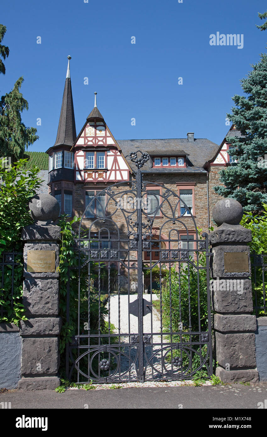 Vineyard estate Berres at wine village Uerzig, Moselle river, Rhineland