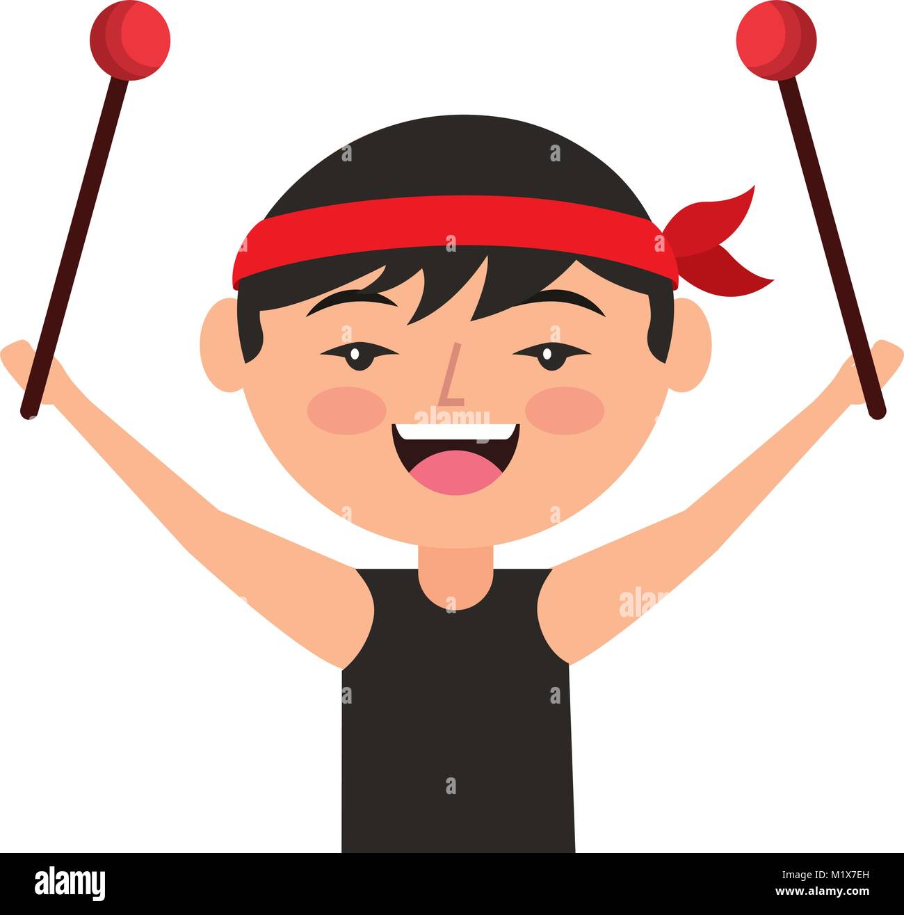 portrait cartoon man chinese with drumsticks Stock Vector Image & Art ...