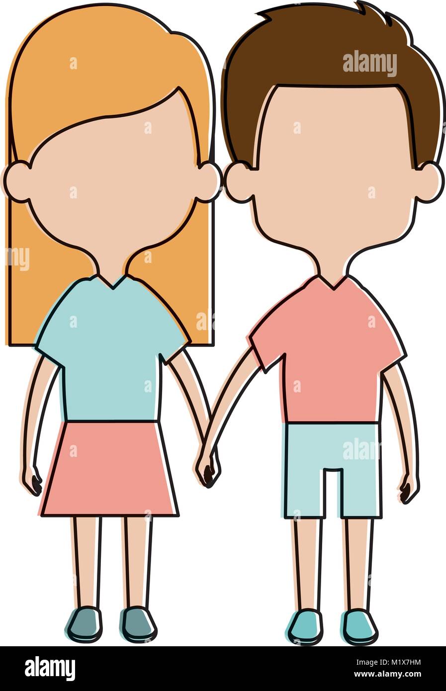 cute and little kids couple Stock Vector Image & Art - Alamy