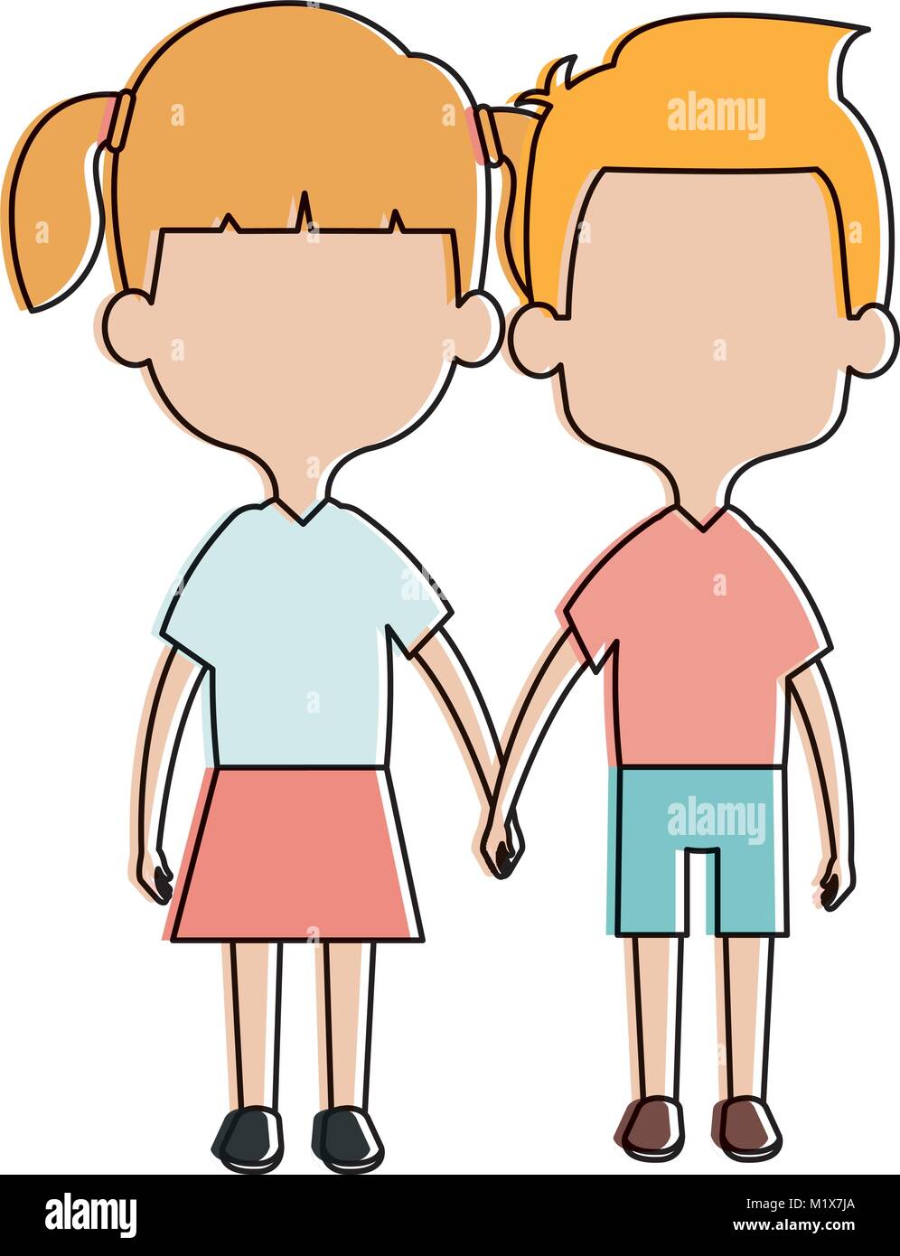 cute and little kids couple Stock Vector Image & Art - Alamy